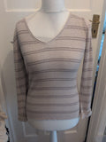 BHS 12 Neutral Stripe Jumper V Neck
