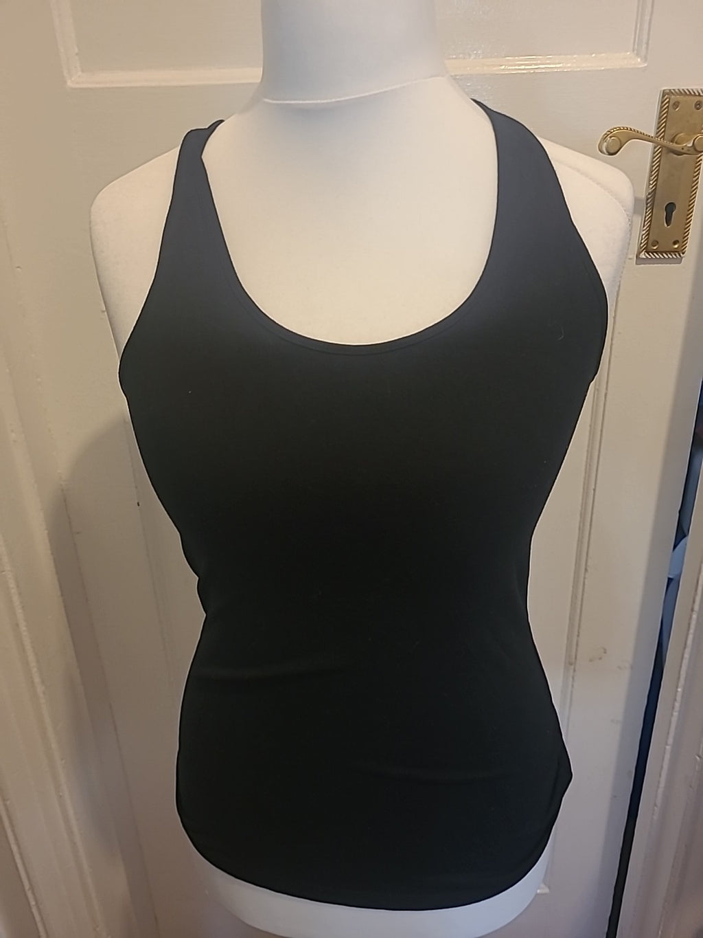 Ladies Size Large Black With Lace Upper Back Sleeveless Tshirt