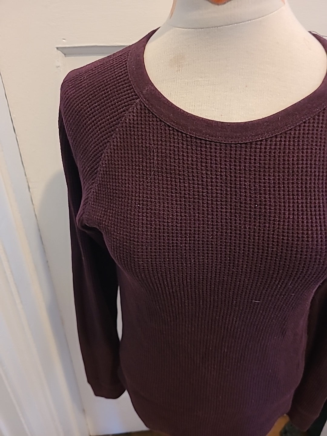 Mens Primark Size Medium Deep Purple Ribbed Long Sleeved Pullover Jumper