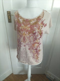 Ladies Autograph Size 12 Oatmeal Patterned Short Sleeved Blouse
