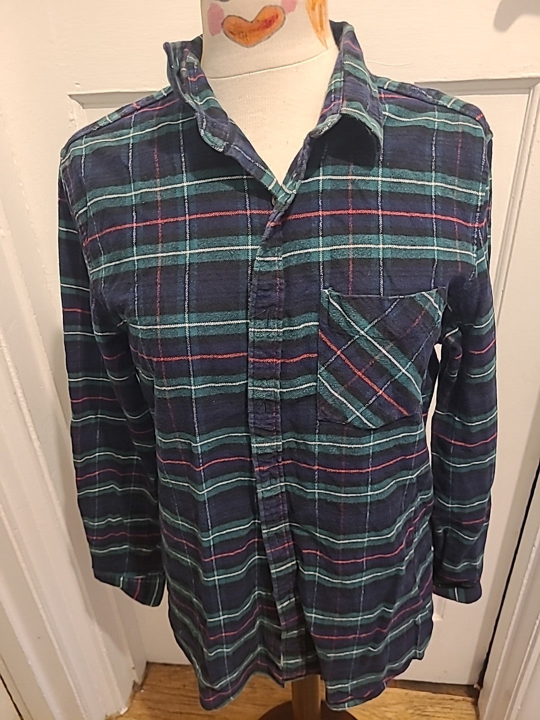 Mens 21 Men Size Small Green Check Long Sleeve Shirt