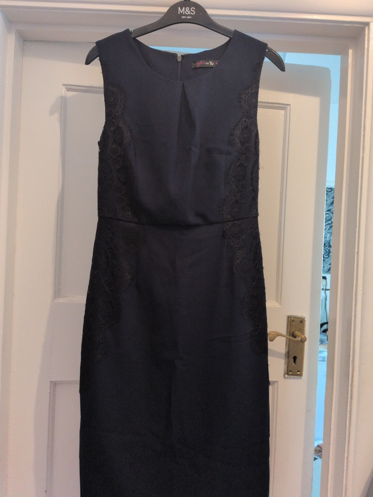 Gok For Tu 8R Navy With Black Lace Sleeveless Dress