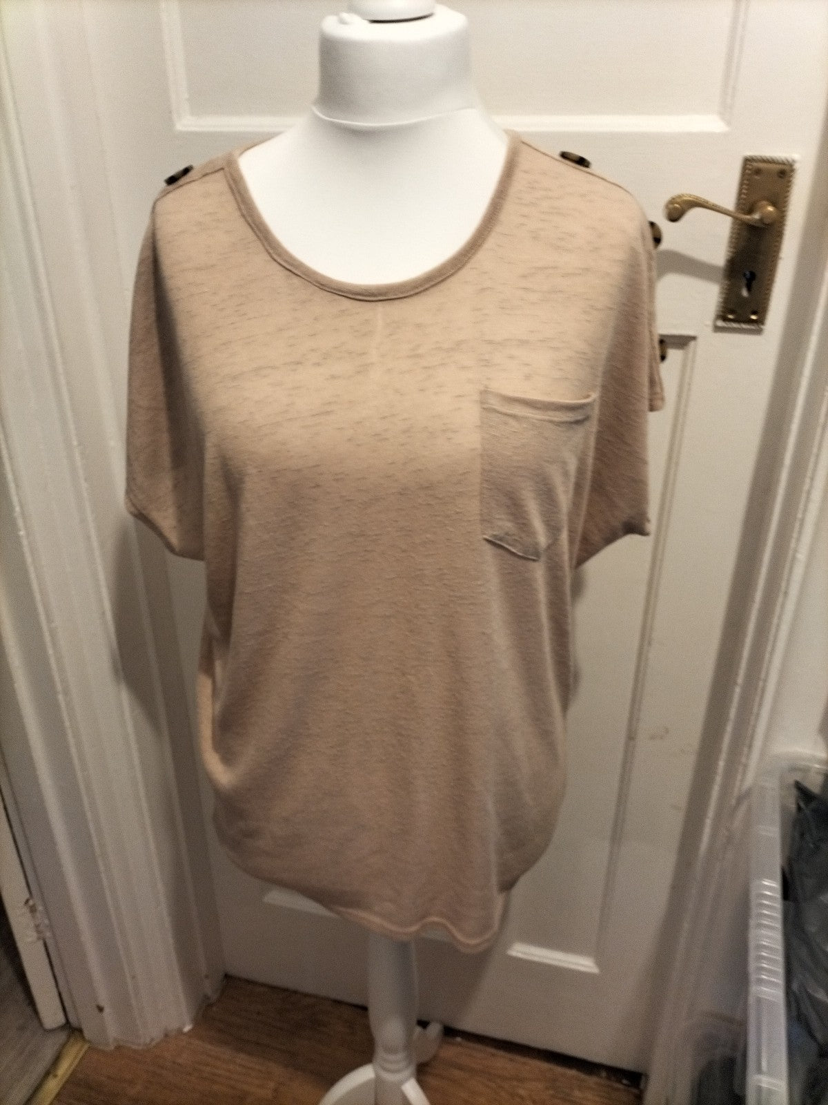 Ladies Pep&Co Size Small Beige Pale Brown Short Sleeved Blouse