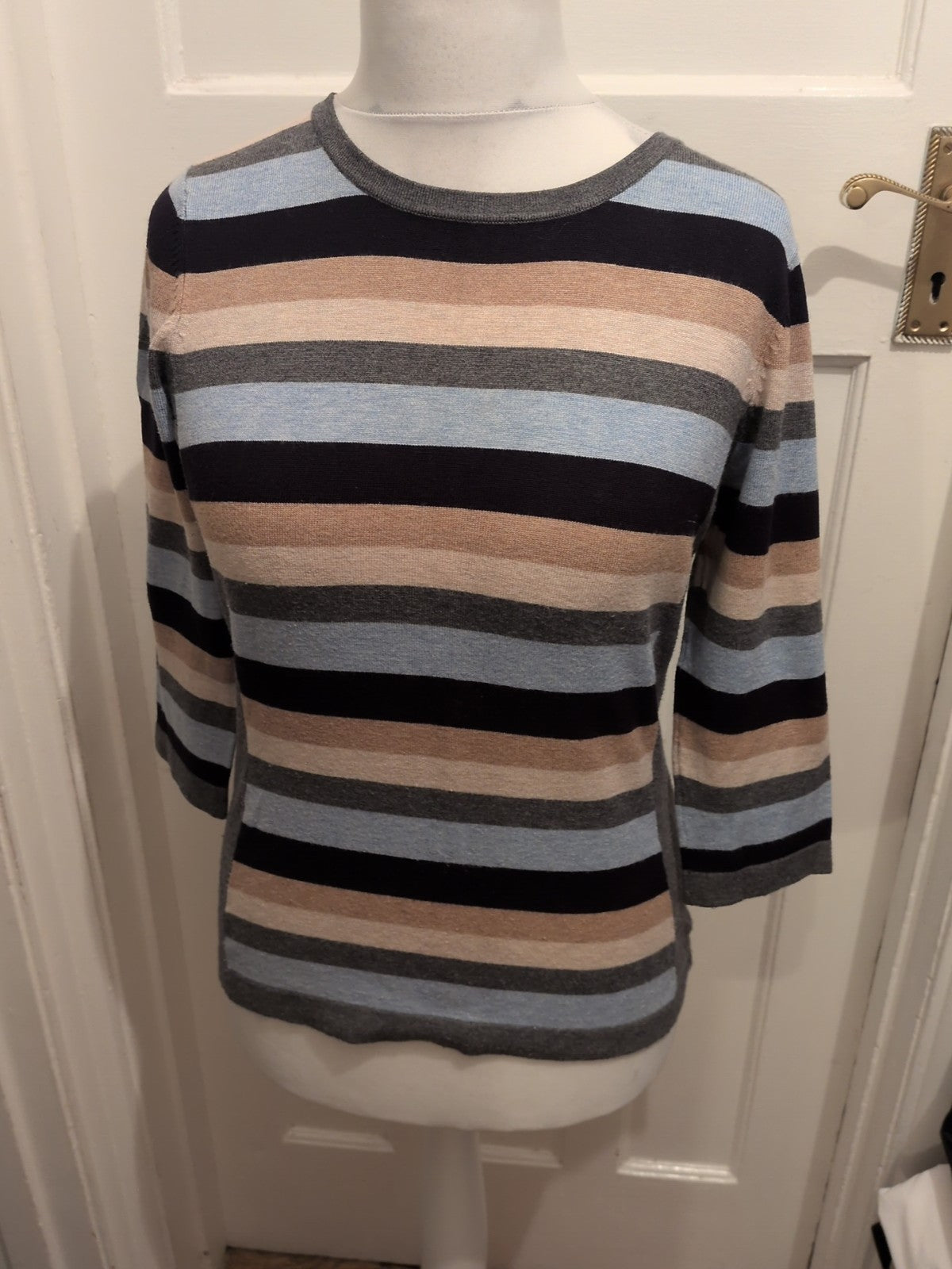 Cc Petite Small Mocha Blue Black Stripe Jumper