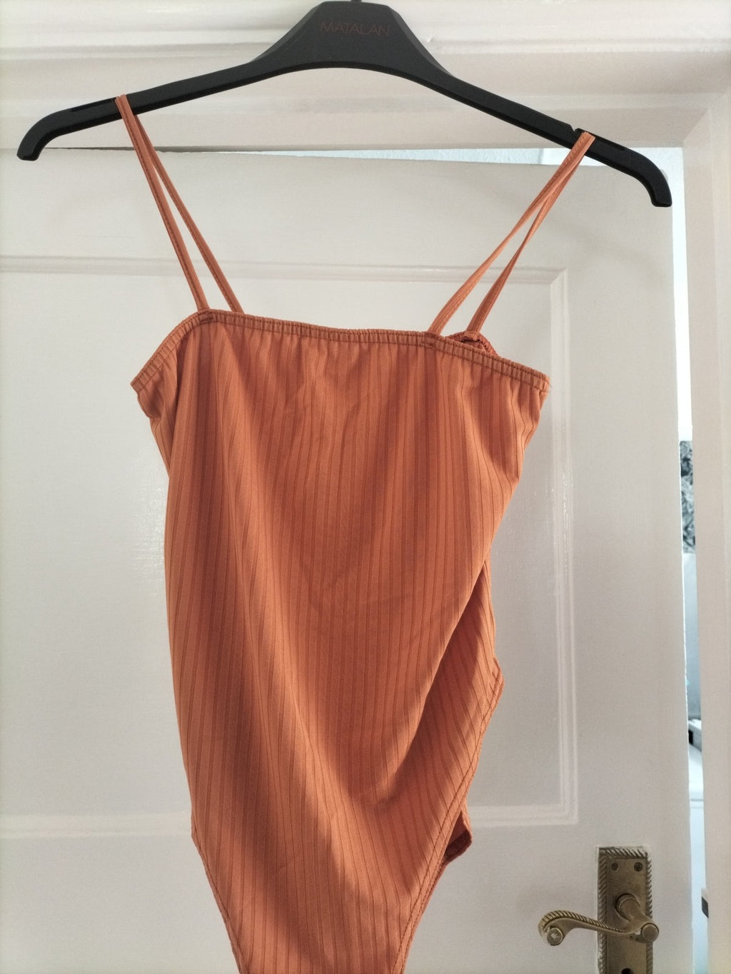 Brand New Ladies I Saw It First 14 Orange Ribbed Strappy Bodysuit