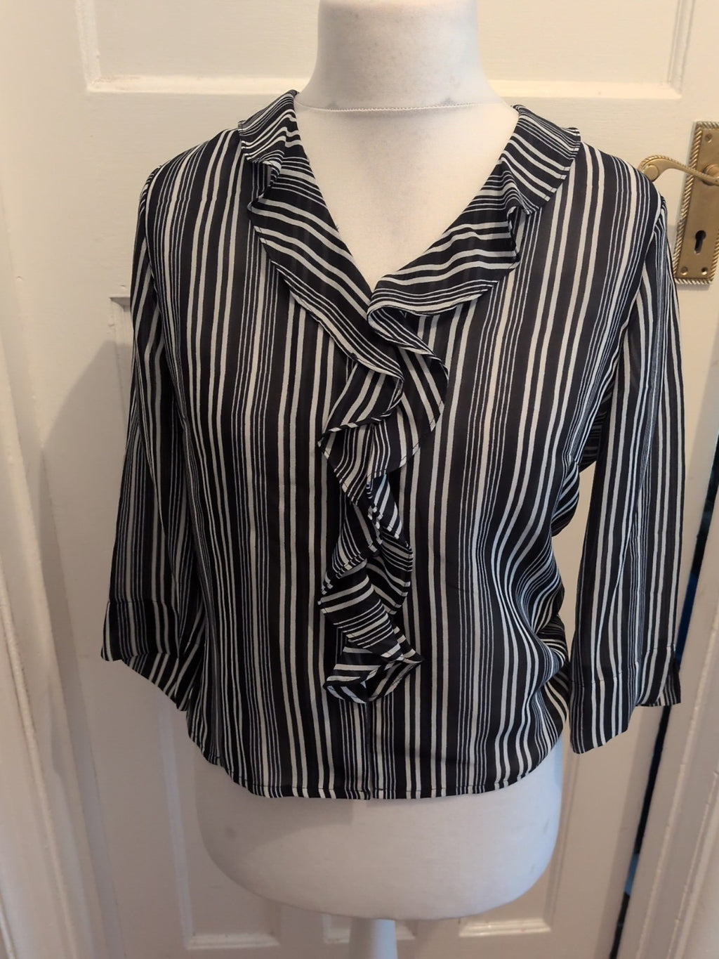 Alex And Co 12 Navy And White striped Long Sleeved Blouse