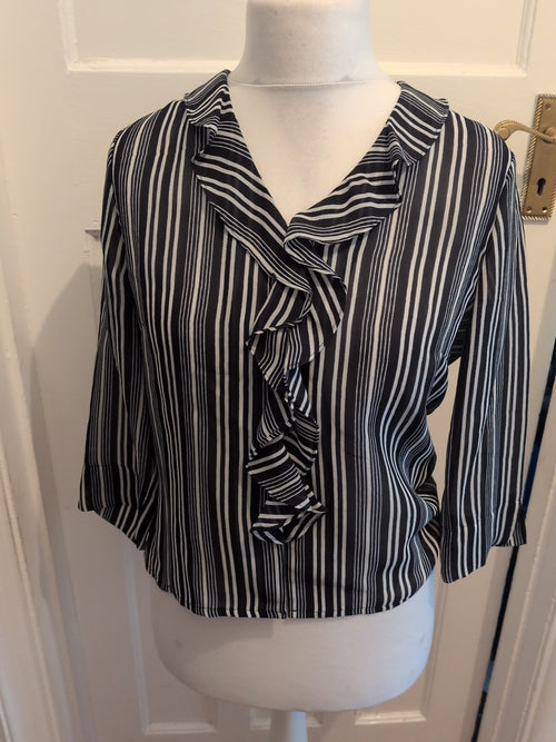 Alex And Co 12 Navy And White striped Long Sleeved Blouse