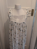 3XL White Green And Yellow Floral Sleeveless Midi-Long Dress