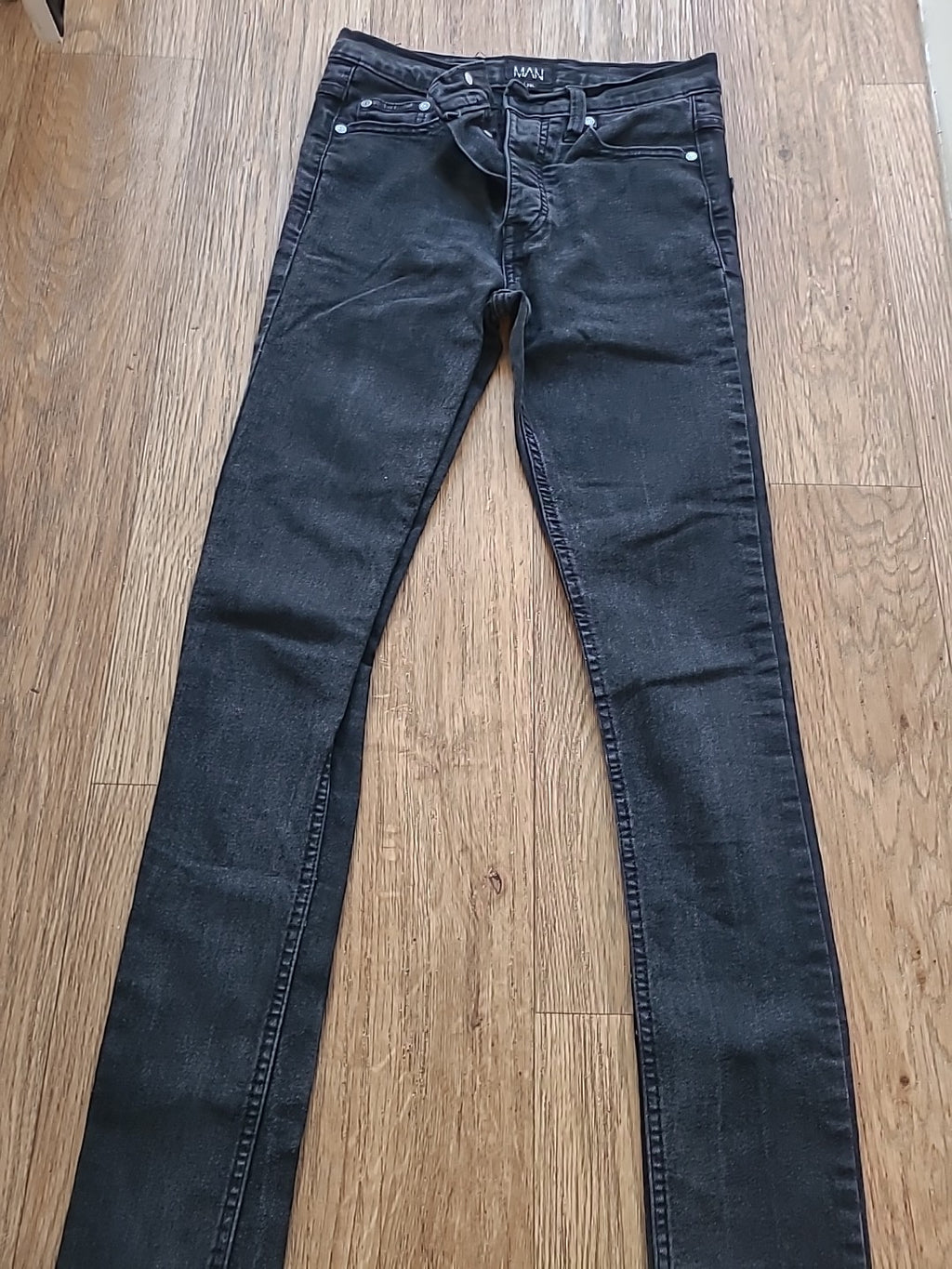 Mens Boohoo Size 28L Grey Skinny Denim Jeans