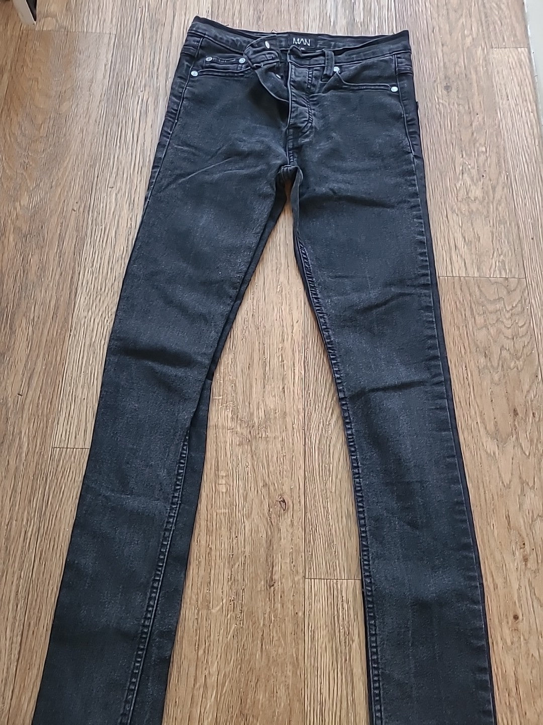 Mens Boohoo Size 28L Grey Skinny Denim Jeans