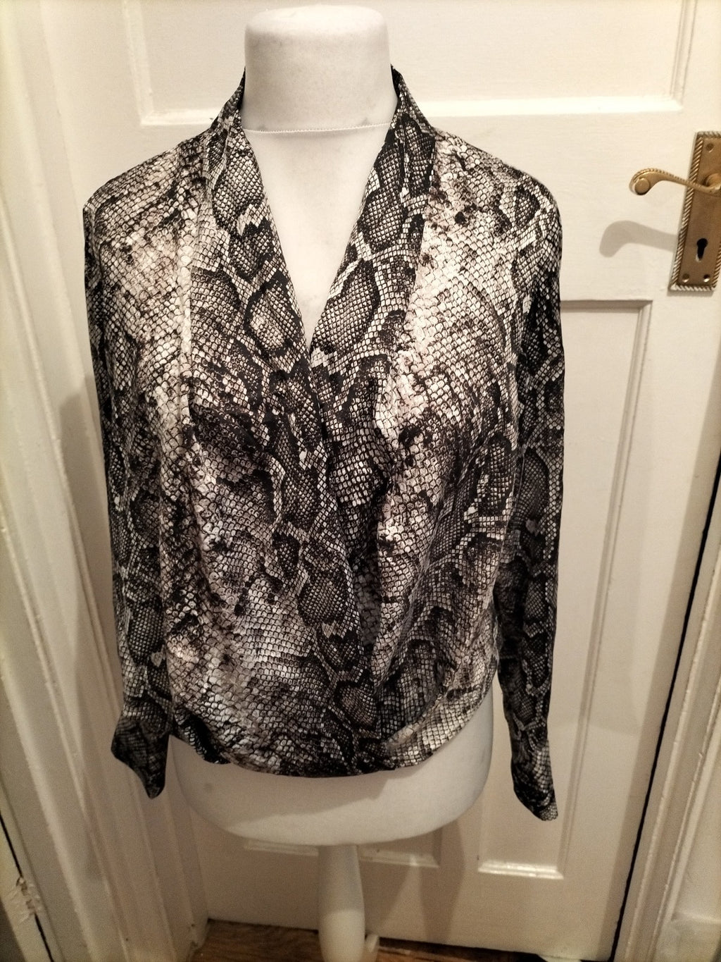George 14 Crocodile Skin Print Long Sleeve Blouse