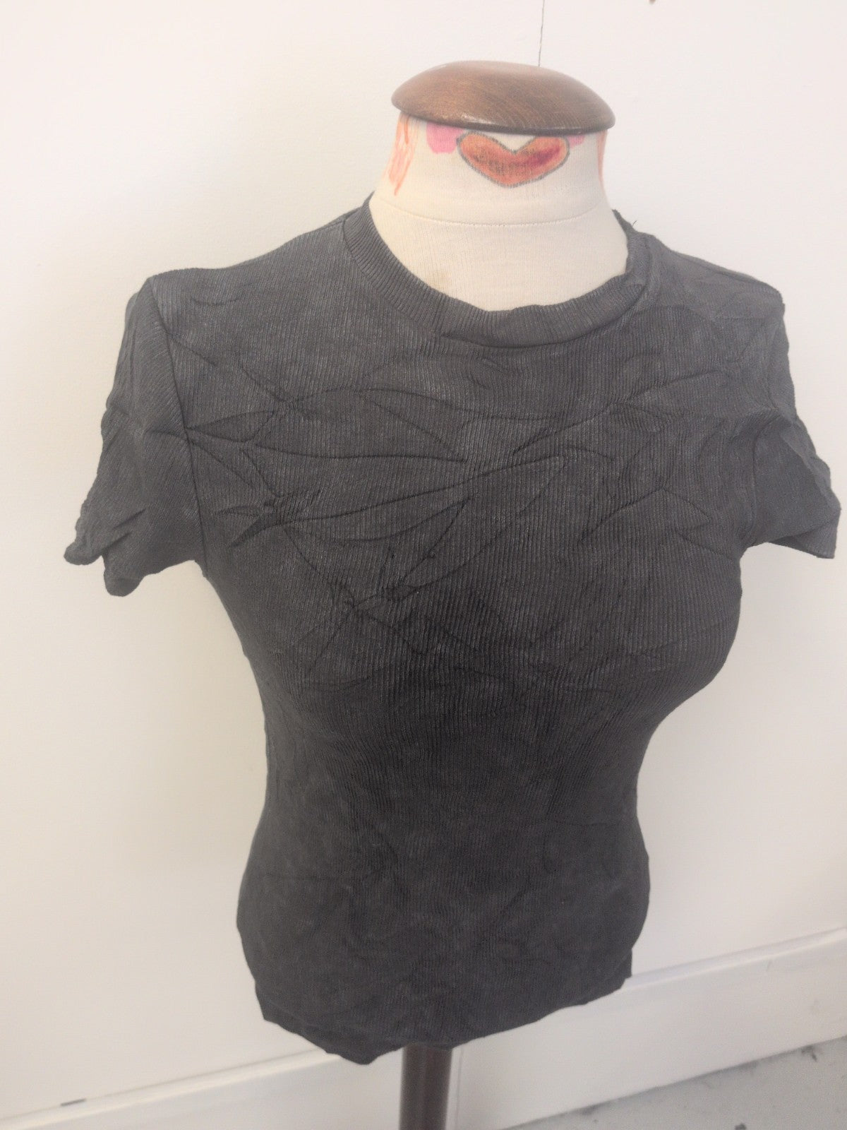 Ladies F&F Size Small Dark Grey Short Sleeve T-shirt