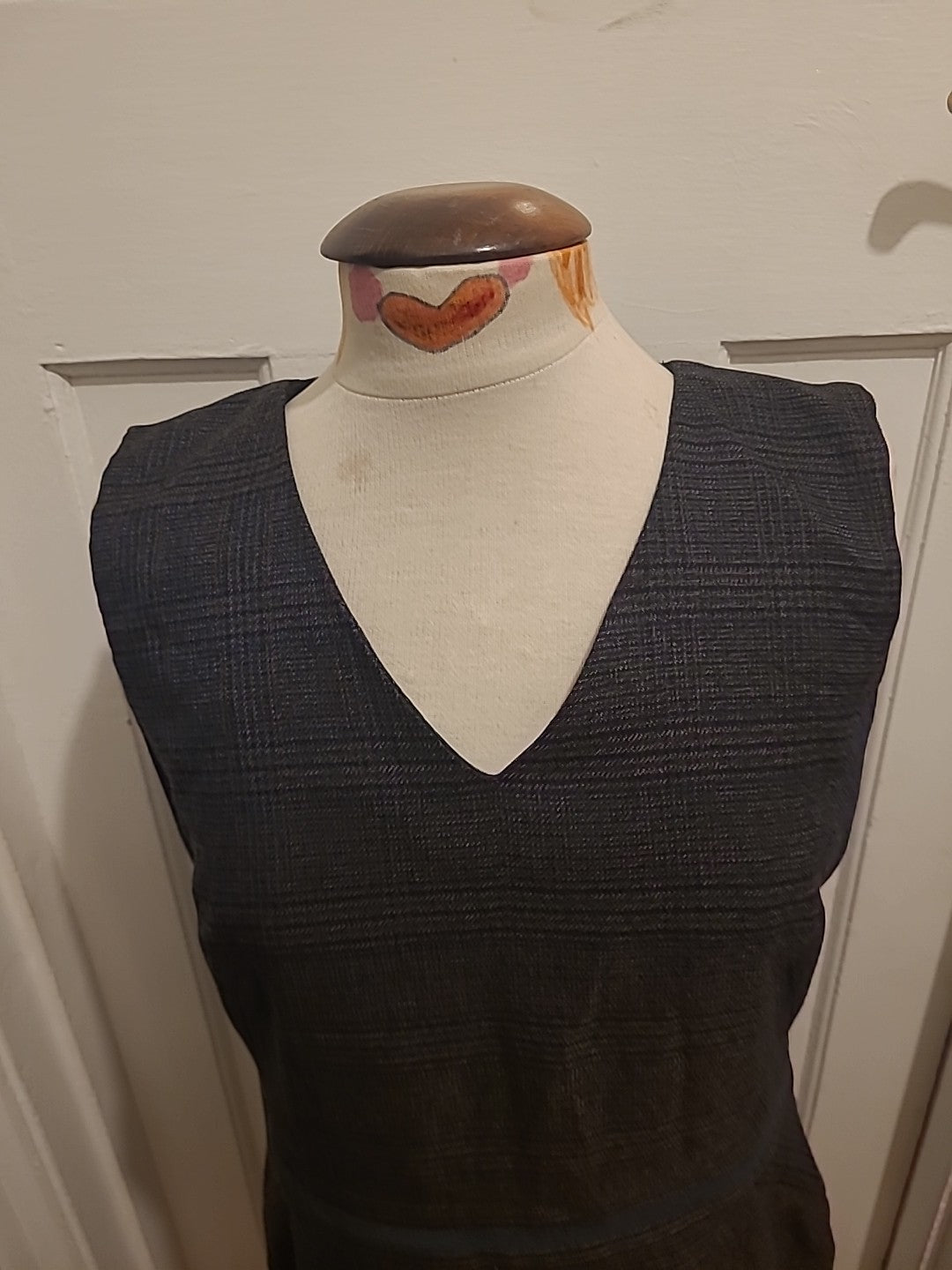 Ladies Tu Size 14 Grey/Brown/Navy Check Sleeveless Dress