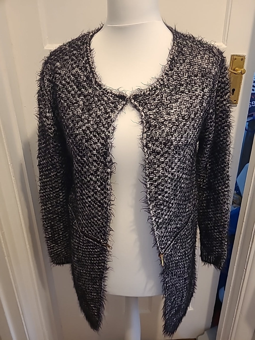 Ladies For Ever Size S/M Black White Supersoft Cardigan