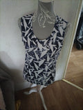 Ladies Tina Taylor Size Small Blue/White Sleeveless Blouse