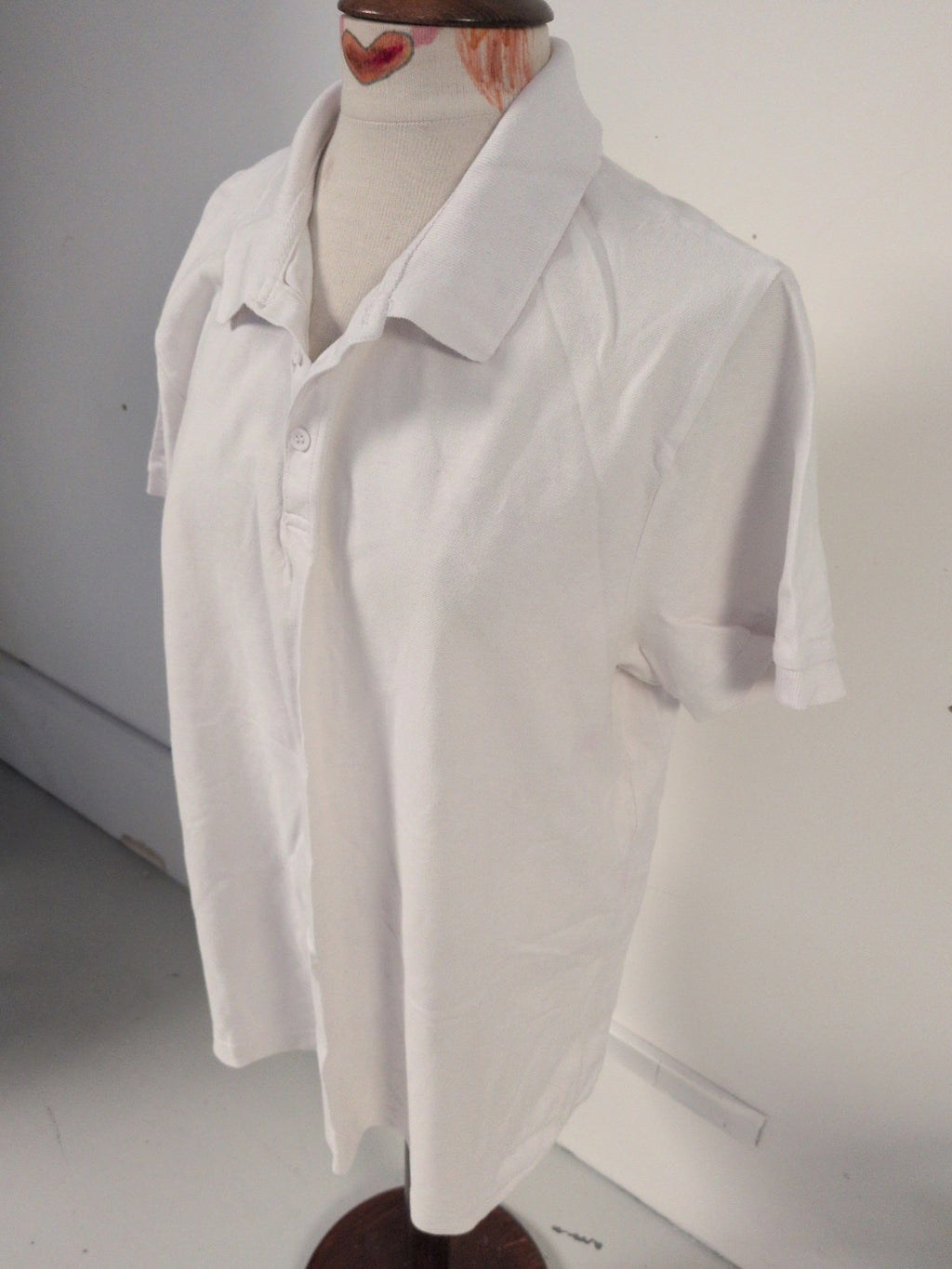 George 2XL White Plain Short Sleeve Polo