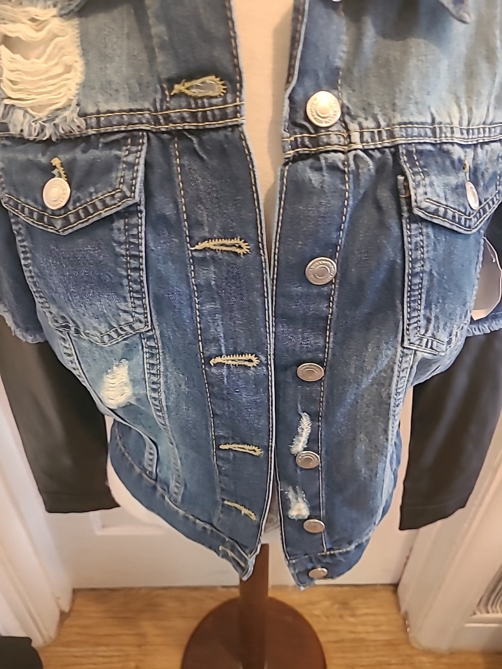 Brand New Ladies Parasian Size 8 Denim Pleather Jacket