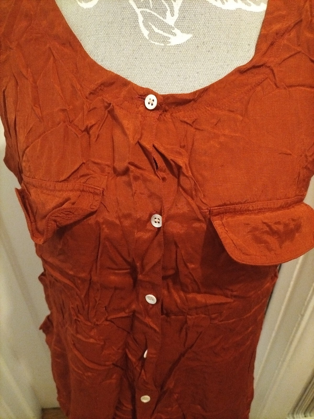 Ladies Look East Size Small Burnt Orange Sleeveless Blouse