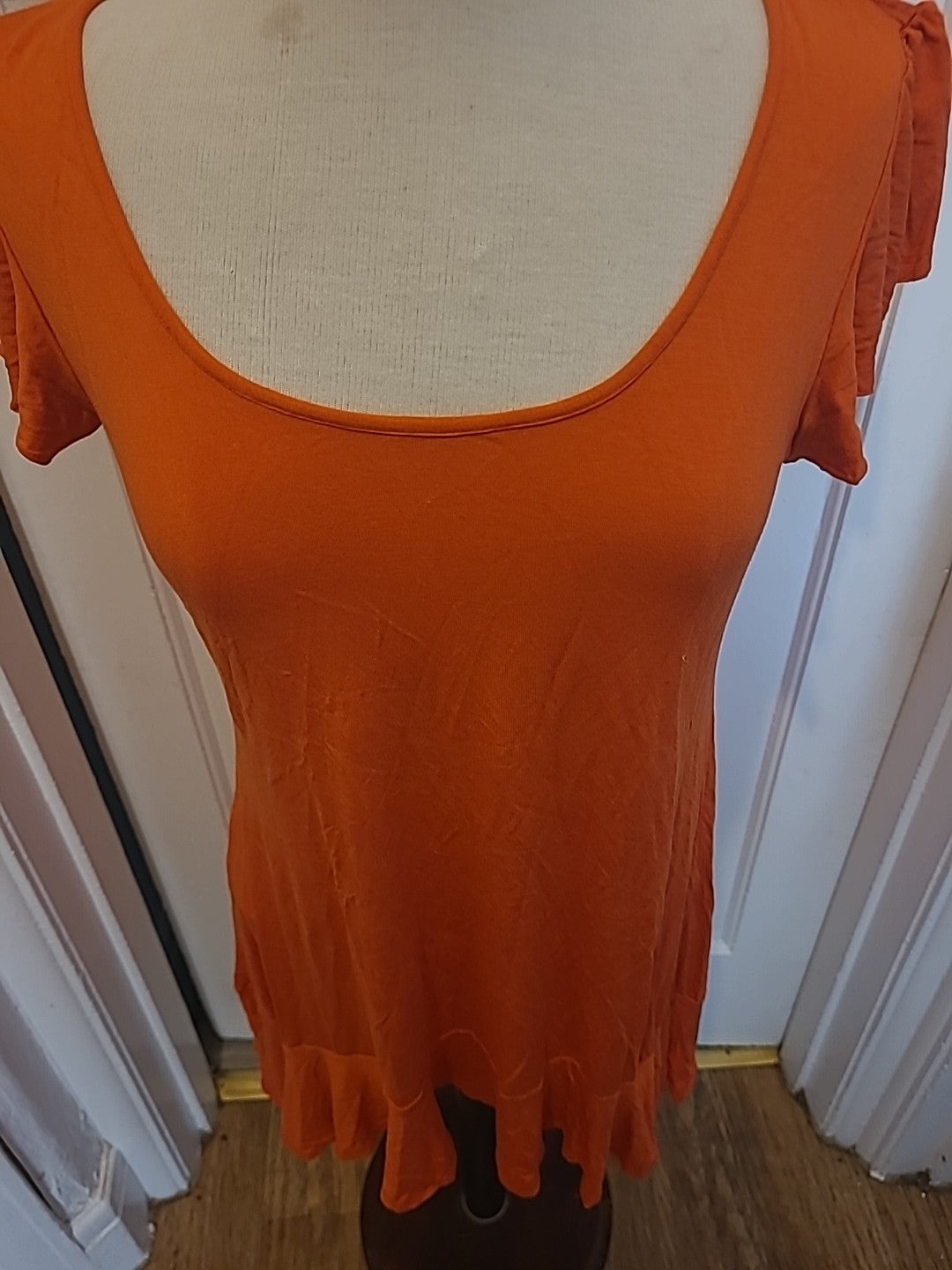 Ladies Wallis Size Medium Orange Short Sleeved Dress