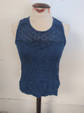 Ladies Tu Size 14 Blue Sleeveless Lace Patterning Neck T-shirt
