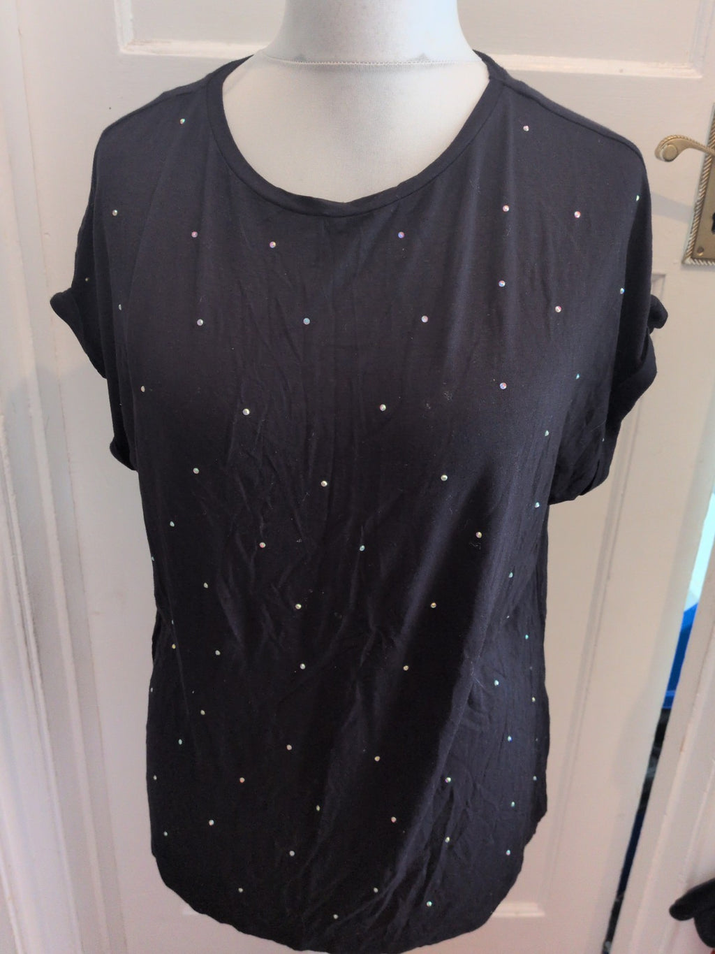 Tu 14 Relaxed Fit Black With Diamante Short Sleeve T-shirt
