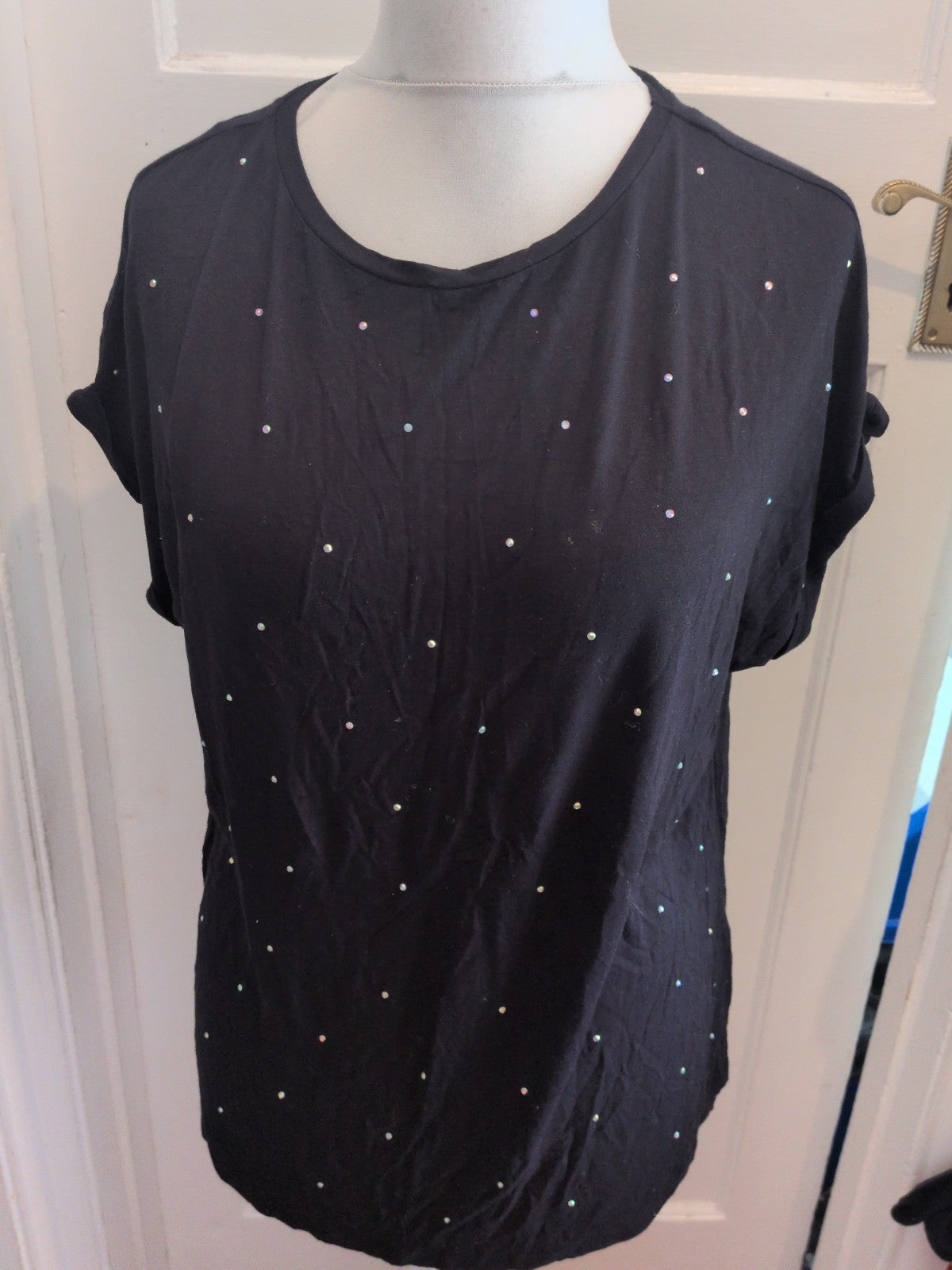Tu 14 Relaxed Fit Black With Diamante Short Sleeve T-shirt