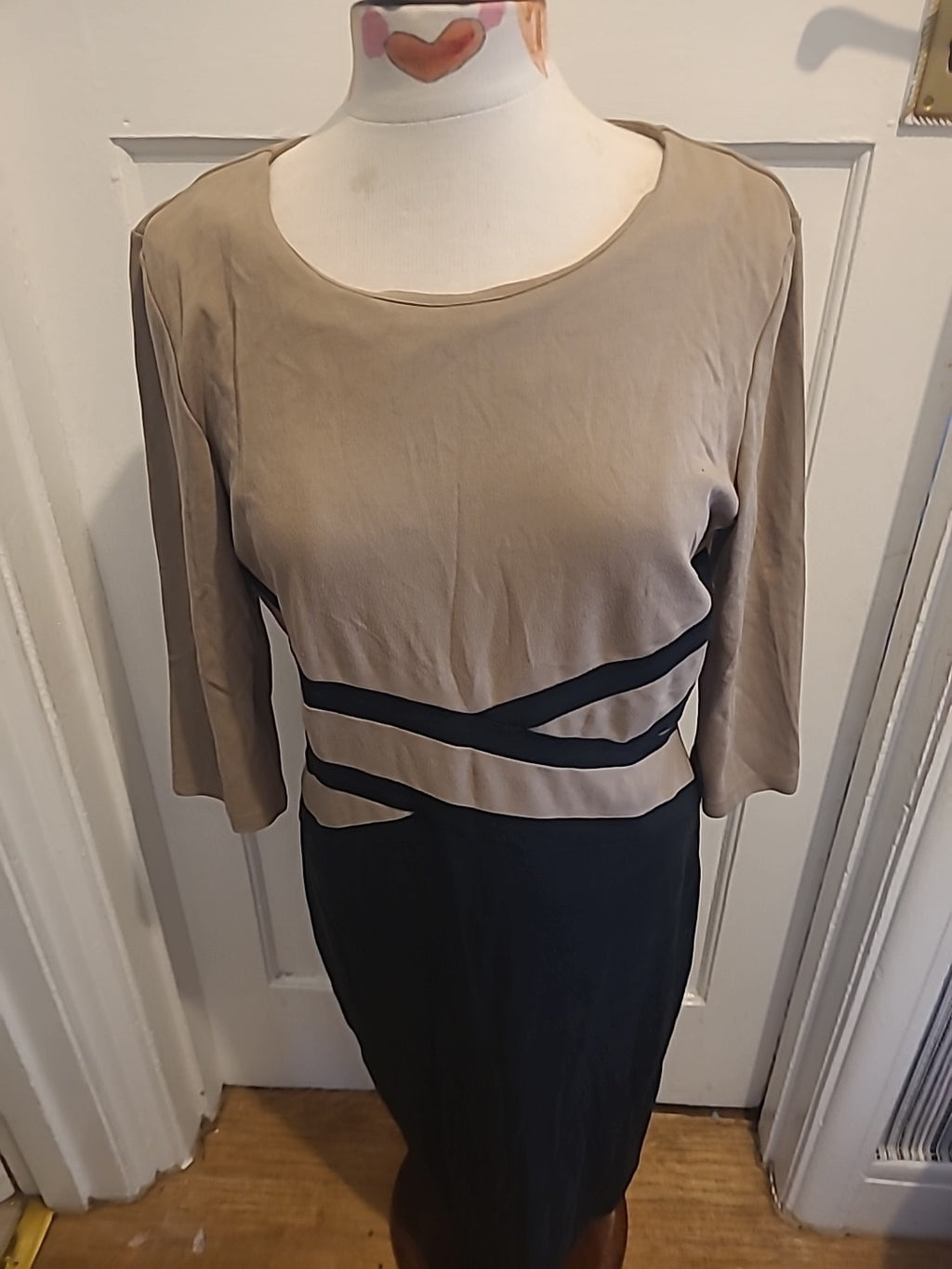 Ladies Homewyee Size 14 Brown Black Dress