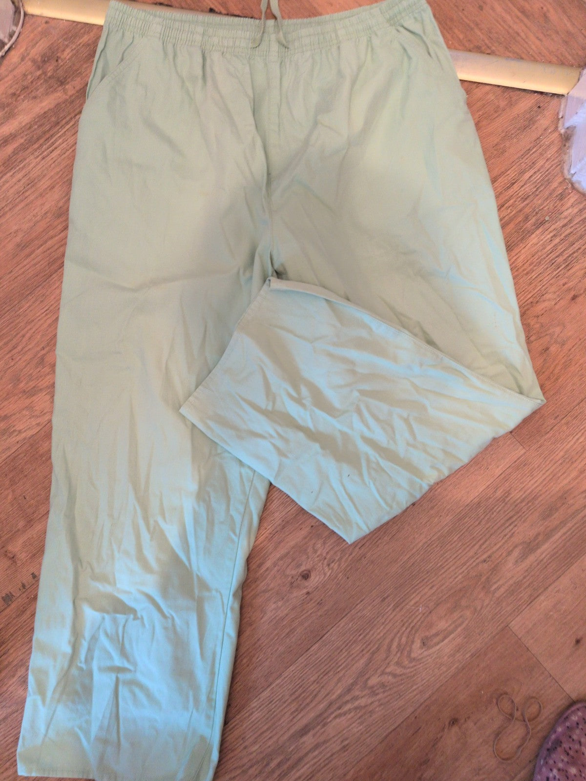 Damart 20 Green Elasticated Straight Leg Trousers Chino