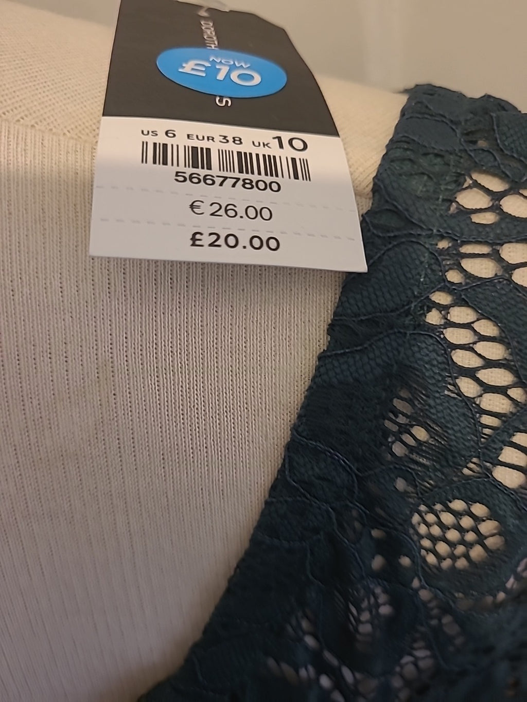 Brand New Ladies Dorothy Perkins Size 10 Bottle Green Lined Sequined Mid Sleeved