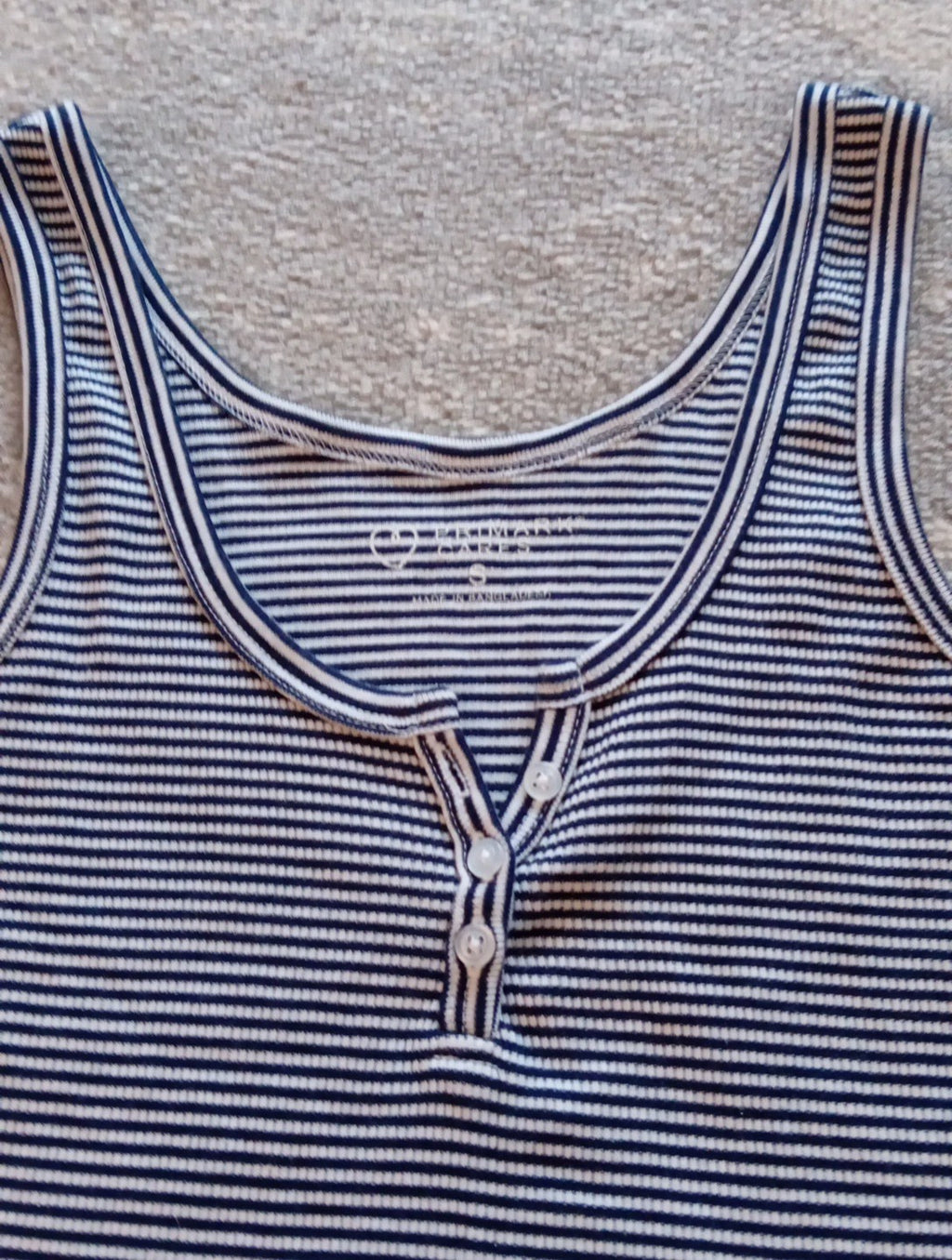 Ladies Size Small Sleeveless Top Navy/ White Stripe Primark