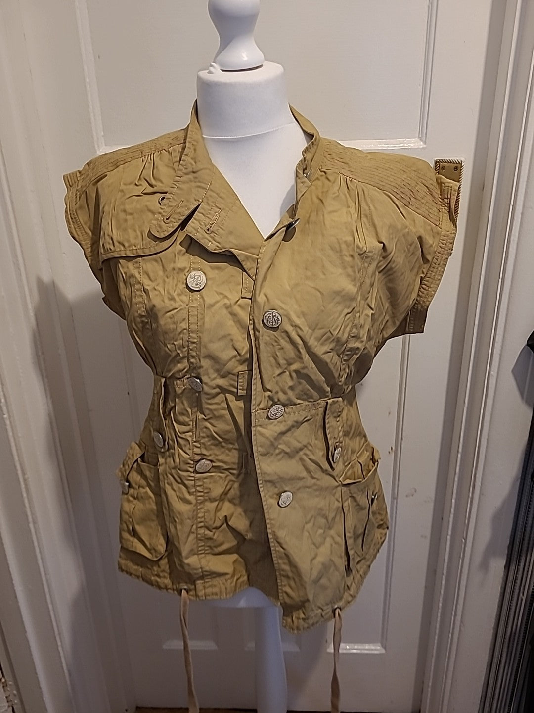 Ladies River Island Size 16 Beige/Brown Cap Sleeved Jacket