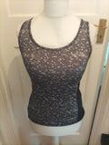 Ladies Crivit Size 10/12 Grey Patterned Sleeveless T-shirt