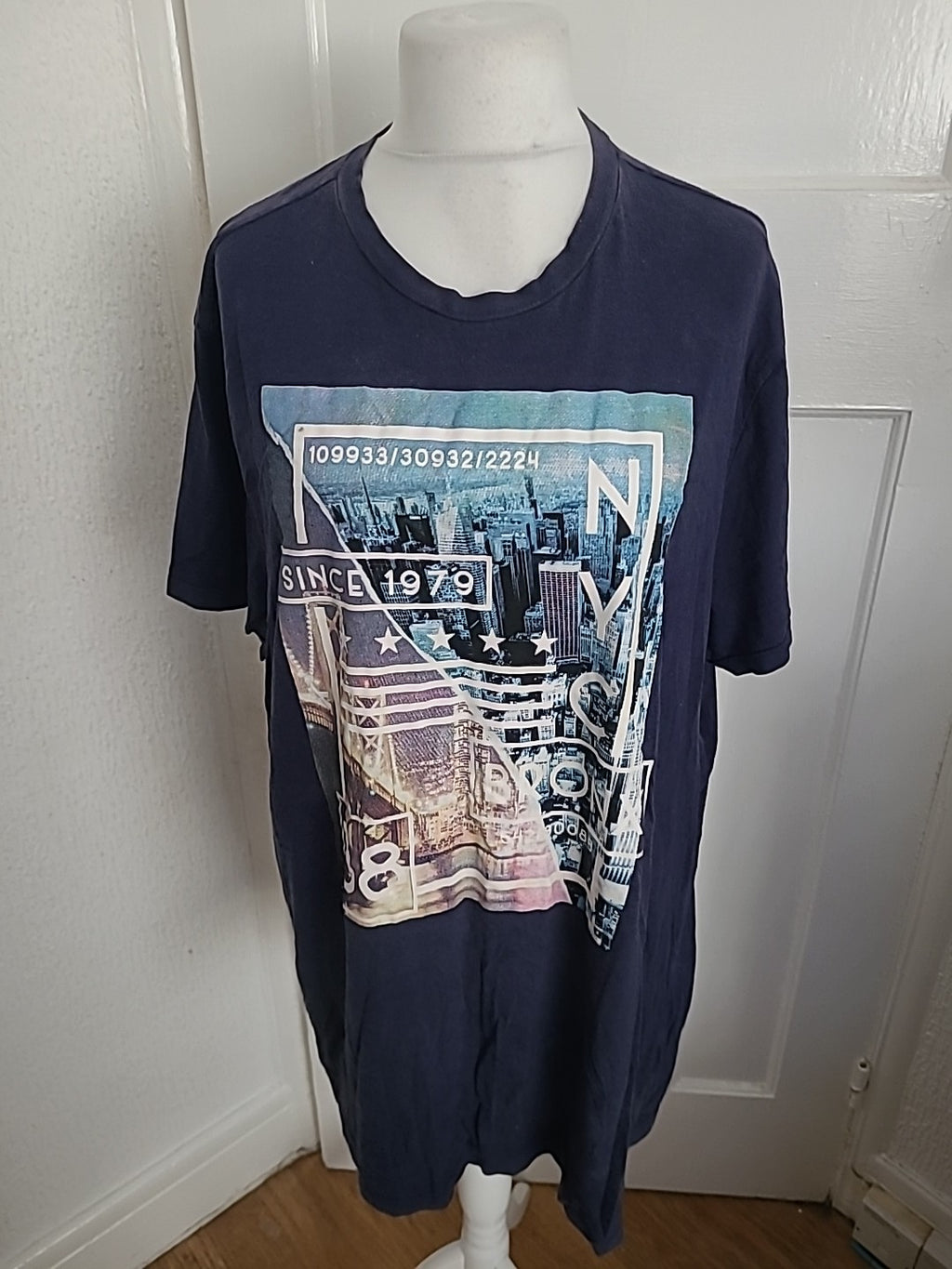 Mens Label J Size 2XL Navy Printed Short Sleeved Tshirt