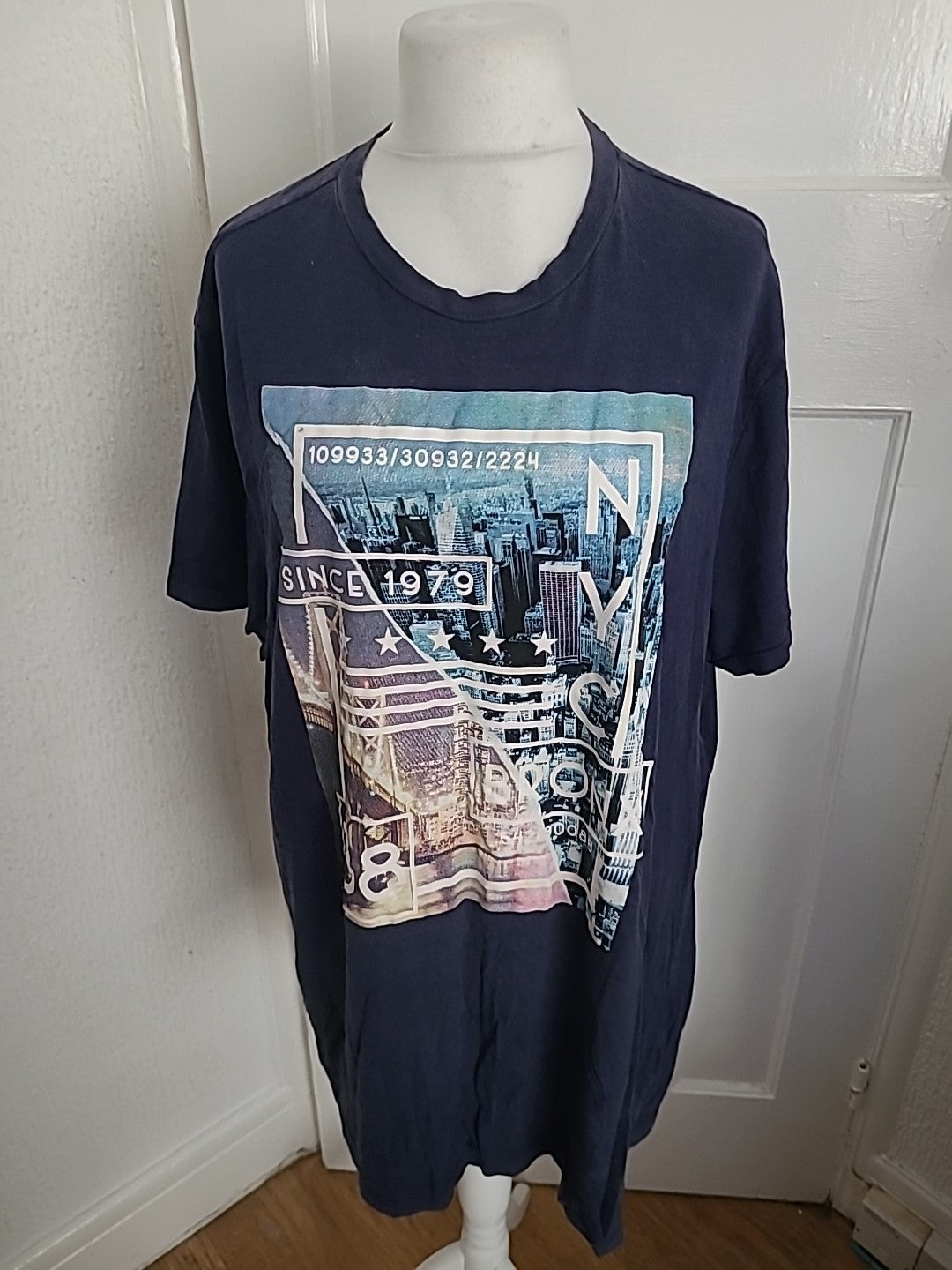Mens Label J Size 2XL Navy Printed Short Sleeved Tshirt
