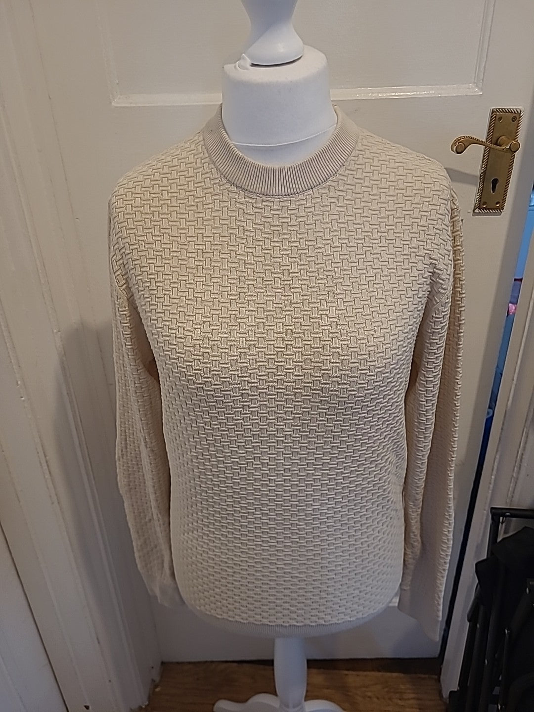 Mens Primark Size Small Cream Textured Jumper