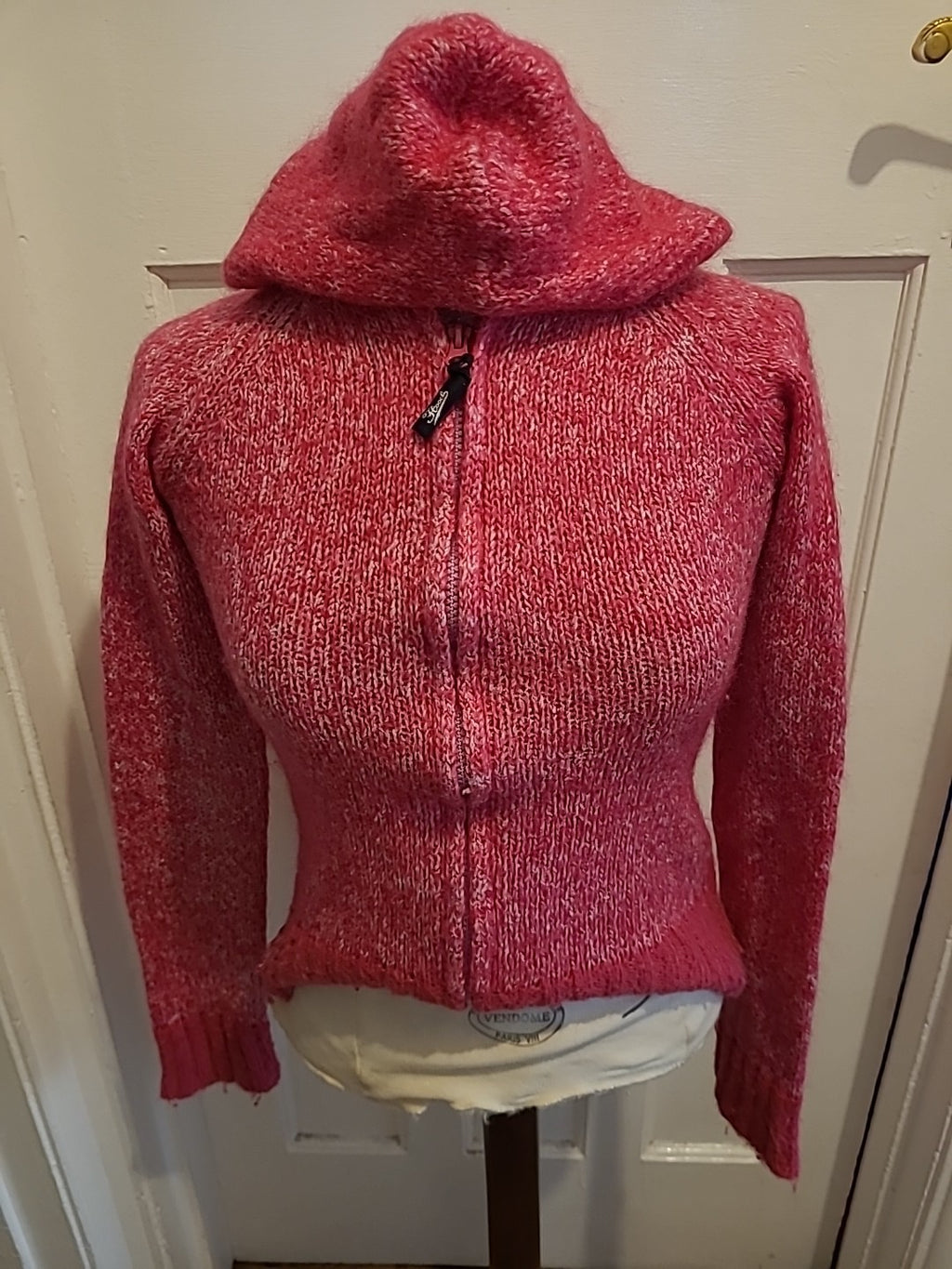 Ladies Hood Size 10 Pink Fleck Zip Through Jacket