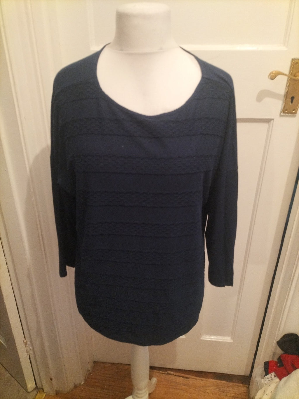 Ladies M&Co Size 16 Navy Patterned Long Sleeved Blouse