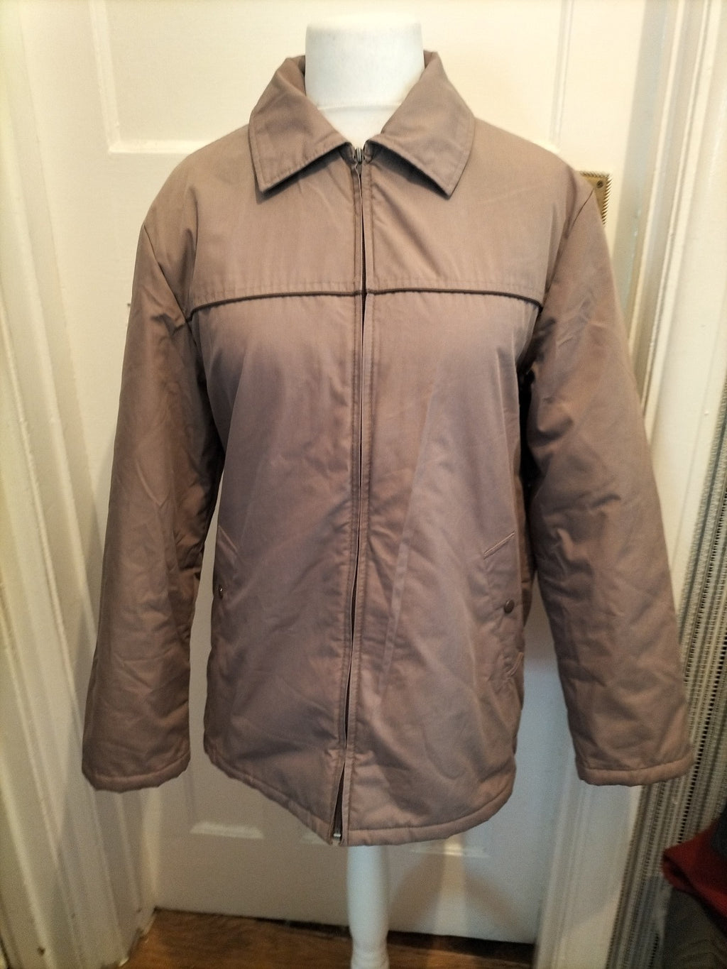 Ladies Marks And Spencer Size Large Dark Beige Full Zip Lined Jacket