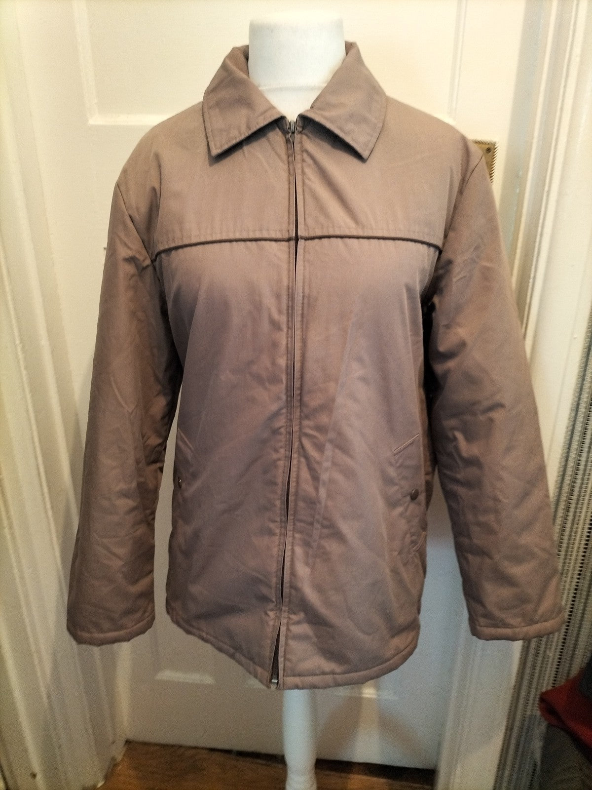 Ladies Marks And Spencer Size Large Dark Beige Full Zip Lined Jacket