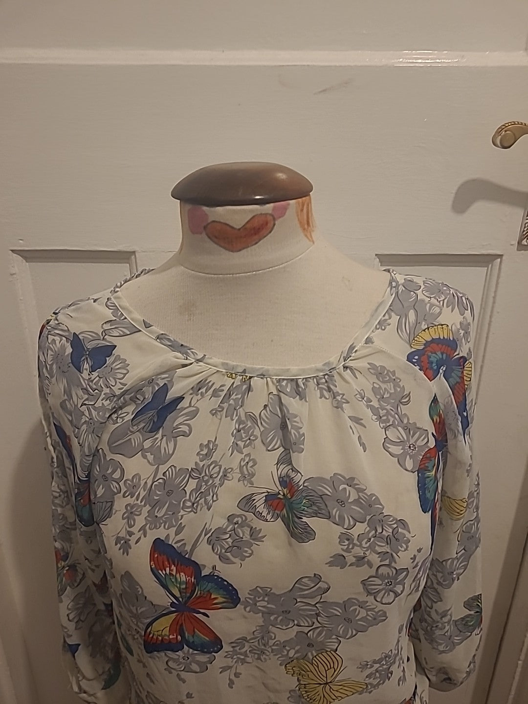 Ladies Glamorous Size 10 Semi See Through Long Sleeved Butterfly Blouse