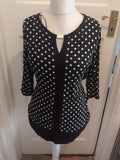 Ladies George Size 14 Black Spot Long Sleeve Blouse