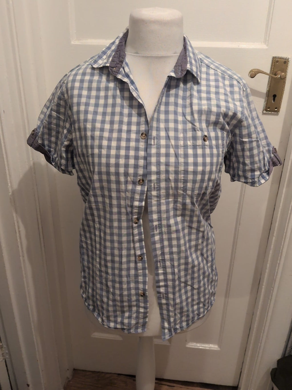 Cedarwood State Medium Pale Blue Short Sleeve Check Shirt
