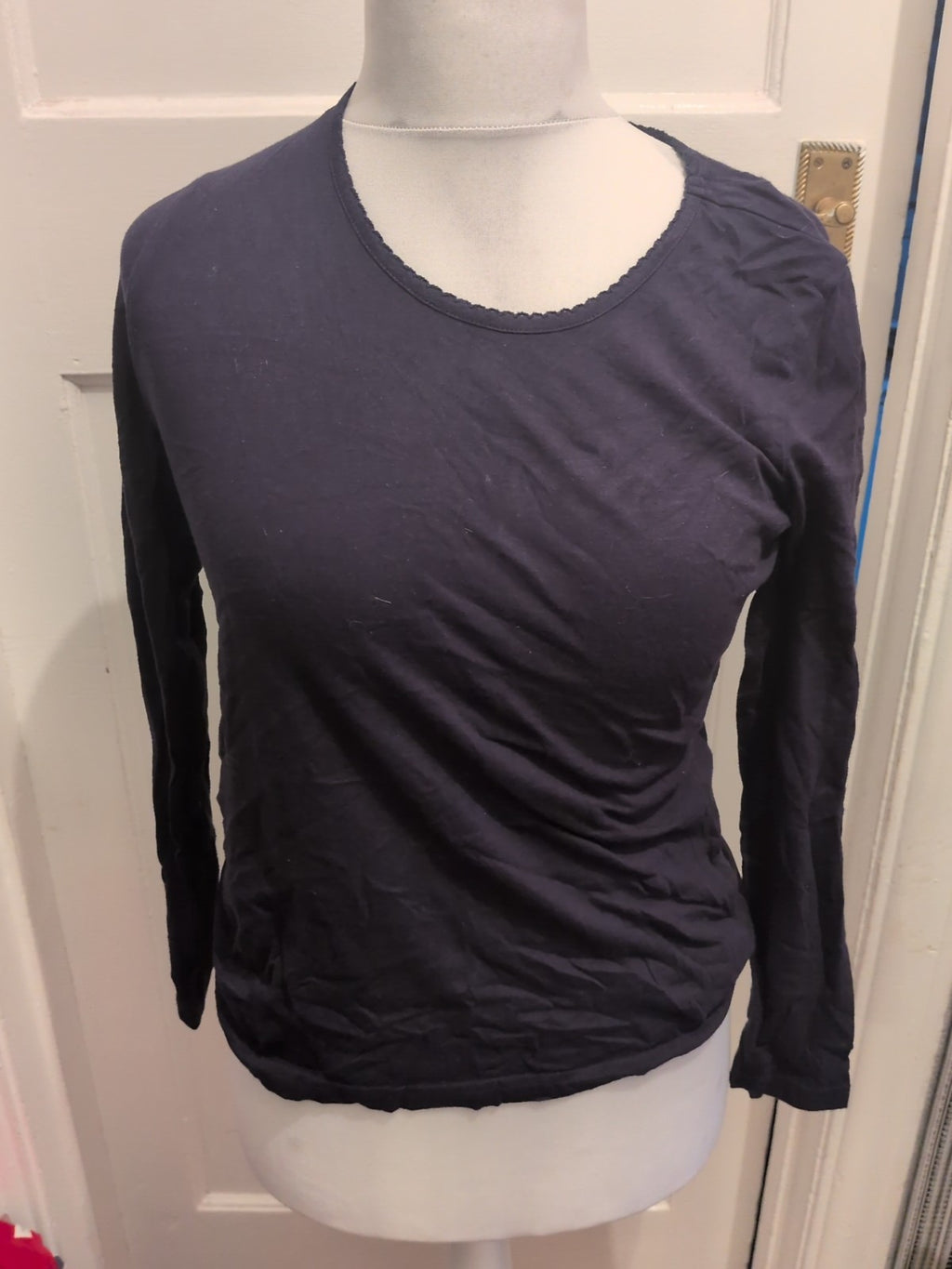 Marks And Spencer 6-8 Navy Long Sleeve Pyjama Top