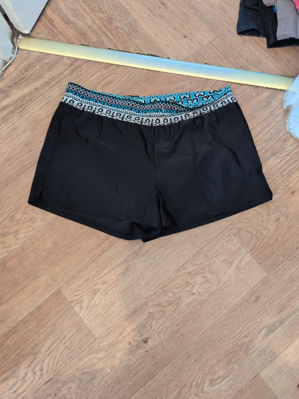 Large Black Multi Trim Swim Shorts Ladies