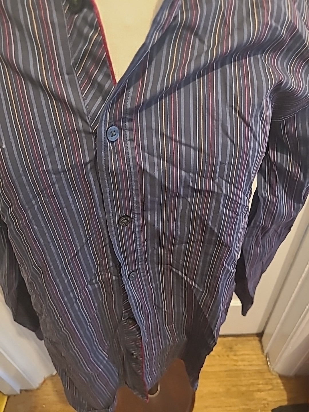 Mens Marks And Spencer Autograph Size Large Striped Multi Long Sleeved Shirt