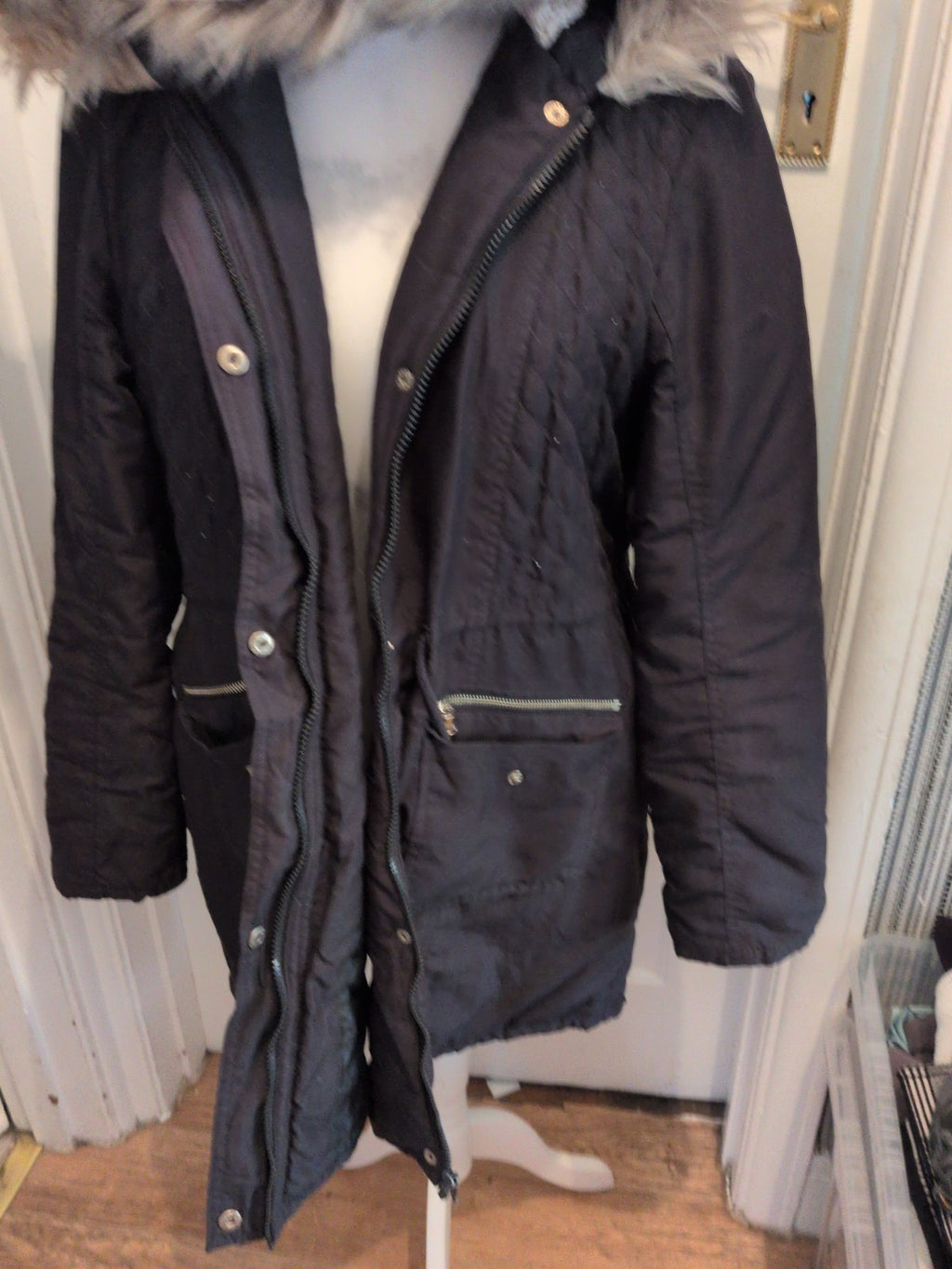 Dorothy Perkins 18 Black Full Zip Faux Fur Jacket