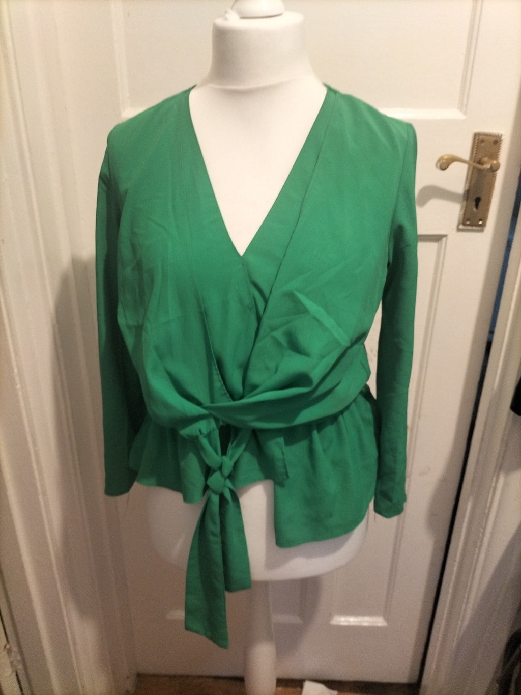 Ladies Topshop Size 10 Green Long Sleeve Blouse