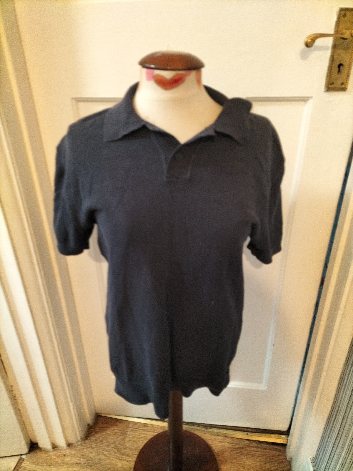 Mens Zara Size Medium Navy Short Sleeved Polo