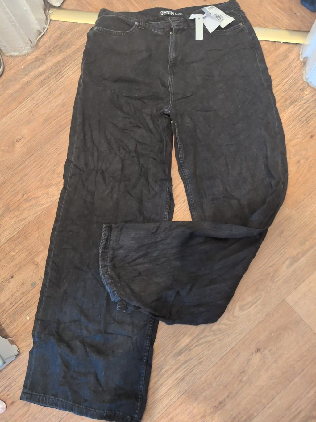 Brand New George 12 Long High Waisted Black Wide Leg Jeans