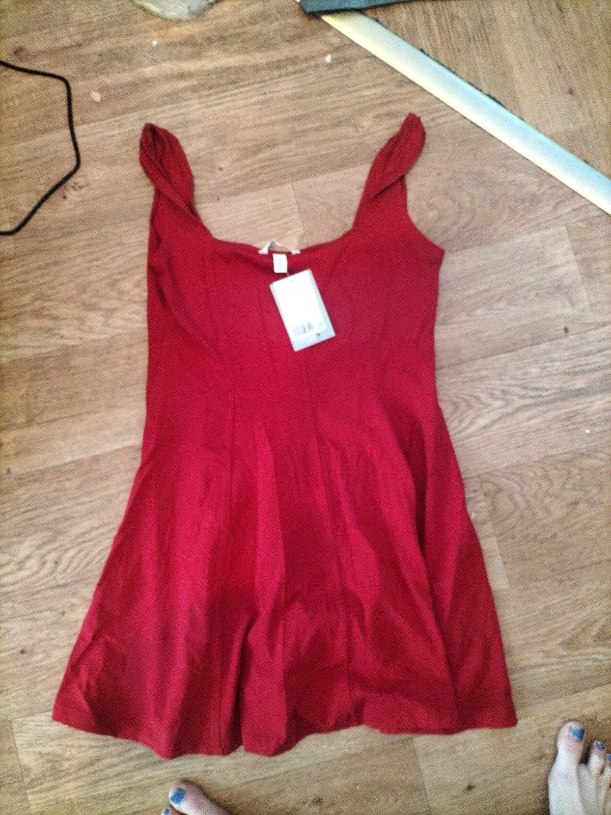 Brand New Ladies H&M Medium Red Ribbed Sleeveless Dress